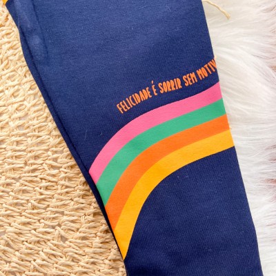 Conj. Blusa Formas Coloridas e Legging Felicidade é Sorrir - Colorido